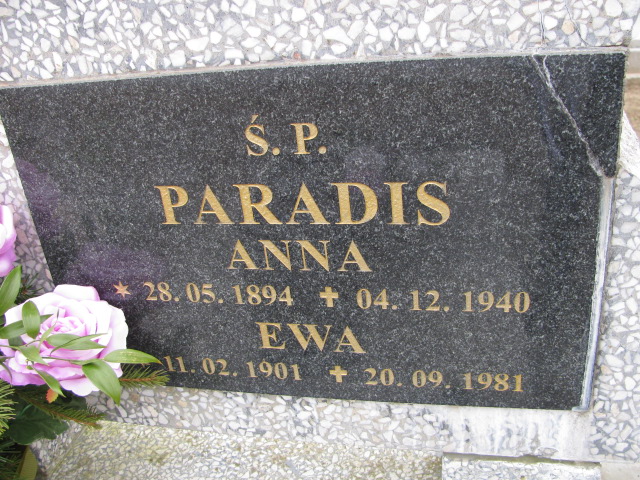Ewa Paradis 1901 Luzino - Grobonet - Wyszukiwarka osób pochowanych