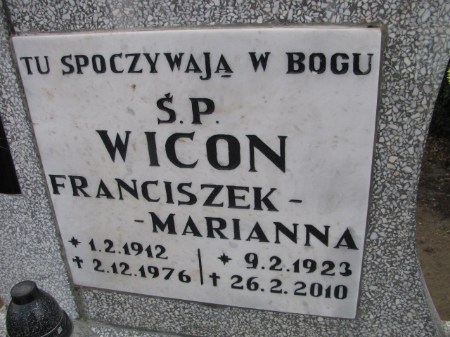 Franciszek Wicon 1912 Luzino - Grobonet - Wyszukiwarka osób pochowanych
